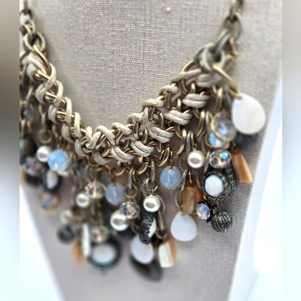 GIVENCHY Vintage Nautical Statement Necklace Auroa Borealis Gold Tone - Picture 6 of 11